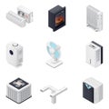 Home climate equipment isometric icon set Royalty Free Stock Photo