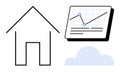 Home and Cloud Data Integration with Analytics Line Graph on Dashboard Royalty Free Stock Photo