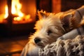 Home Comfort Cozy Fireplace With A Furry Friend