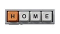 Home.Computer keyboard keys spelling.Flat lay view from above on computer keyboard keys buttons Royalty Free Stock Photo