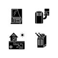 Home conditioning black glyph icons set on white space