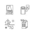 Home conditioning linear icons set