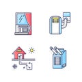 Home conditioning RGB color icons set