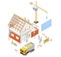 Home construction isometric building. vector Illustrations Royalty Free Stock Photo