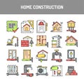 Home construction line icons set. Isolated vector element. Royalty Free Stock Photo