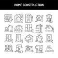 Home construction line icons set. Isolated vector element. Royalty Free Stock Photo