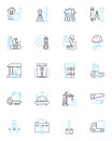 Home constructors linear icons set. Design, Build, Construction, Architecture, Renovation, Remodeling, Customization Royalty Free Stock Photo