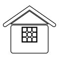 Home contour outline line icon black color vector illustration image thin flat style