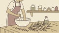 Home Cook Preparing Ingredients in a Rustic Kitchen, vector design Generative AI Royalty Free Stock Photo