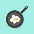 Home cooked food, fried eggs, fried eggs in frying pan, healthy breakfast, home cooking breakfast in cafe, omelet icon Royalty Free Stock Photo