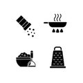 Home cooking black glyph icons set on white space