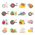 Home cooking flat icons set