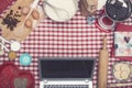 Home cooking laptop hero header Royalty Free Stock Photo