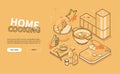 Home cooking - line design style isometric web banner Royalty Free Stock Photo