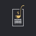 Home cooking logo with ladle on black background