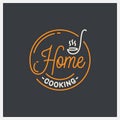 Home cooking logo. Round linear of ladle on black