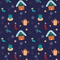 Home cozy seamless winter pattern