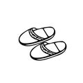 Home cozy slippers hand drawn in scandinavian simple style. comfortable cute warm shoes, home time
