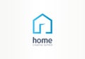 Home creative symbol concept. Open door, building enter, real estate agency abstract business logo. house interior