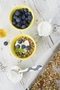 Home crispy golden granola mixture of flakes and nuts Royalty Free Stock Photo