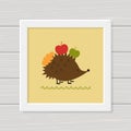 Home decor. Autumn decor, hedgehog, apples. Wall art. Digital Printable Poster