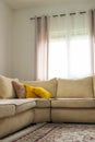 Home decor. Cozy stylish living room interior of modern apartment and trendy furniture. Royalty Free Stock Photo