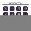 Home decor hand drawn doodle set. Sketches. Vector illustration for design and packages product. Symbol collection