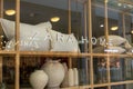 Home decor - vases and sofa pillows in shop window of Zara home. Zara home is closed in shopping mall of St. Petersburg. Zara home Royalty Free Stock Photo