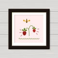 Home decor. Wall art. Strawberry and bee pattern. Digital Printable Poster Royalty Free Stock Photo