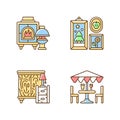 Home decorations and furniture RGB color icons set Royalty Free Stock Photo