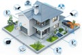 Home defense security with ecosystem protection, smart alarm system, secure network hubs, motion detection in a protective environ