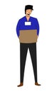 Home Delivery Boy Cartoon Illustration representing Courier Services. Door-to-door delivery boy icon. Stock illustration drawing o