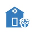 Home delivery icon / blue vector graphics