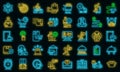 Home delivery icons set vector neon Royalty Free Stock Photo