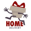 Home delivery isolated icon parcel and food transportation