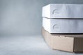 Home delivery, online order. White box in stock ready for your message or logo. Delivery of products and products during quarantin Royalty Free Stock Photo