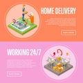 24/7 home delivery service posters Royalty Free Stock Photo