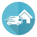 Home delivery, shipping, courier blue vector icon, flat design illustration in eps 10 Royalty Free Stock Photo