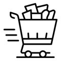 Home delivery shop cart icon, outline style