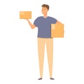 Home delivery storekeeper icon cartoon vector. Salesman parcel