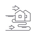 Home disaster icon, linear isolated illustration, thin line vector, web design sign, outline concept symbol with Royalty Free Stock Photo