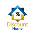 Discount home stock logo vector. Abstract house logo. Vector Illustration on white background Royalty Free Stock Photo