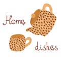 Home dishes with hand drawn leopard print and lettering