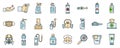 Home disinfection icons set vector color line Royalty Free Stock Photo