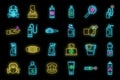 Home disinfection icons set vector neon Royalty Free Stock Photo