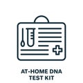 At-Home DNA Test Kits Line Icon. Equipment for Research DNA at Home Outline Icon. Sample with Swab and Tube for Genetic