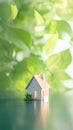 Home dreams Small model house against green bokeh background Royalty Free Stock Photo