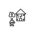 home earthquake migration outline icon. element of migration illustration icon. signs, symbols can be used for web, logo, mobile