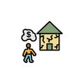 Home earthquake migration outline icon. element of migration illustration icon. signs, symbols can be used for web, logo, mobile