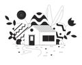 Home Easter celebration black and white 2D illustration concept Royalty Free Stock Photo